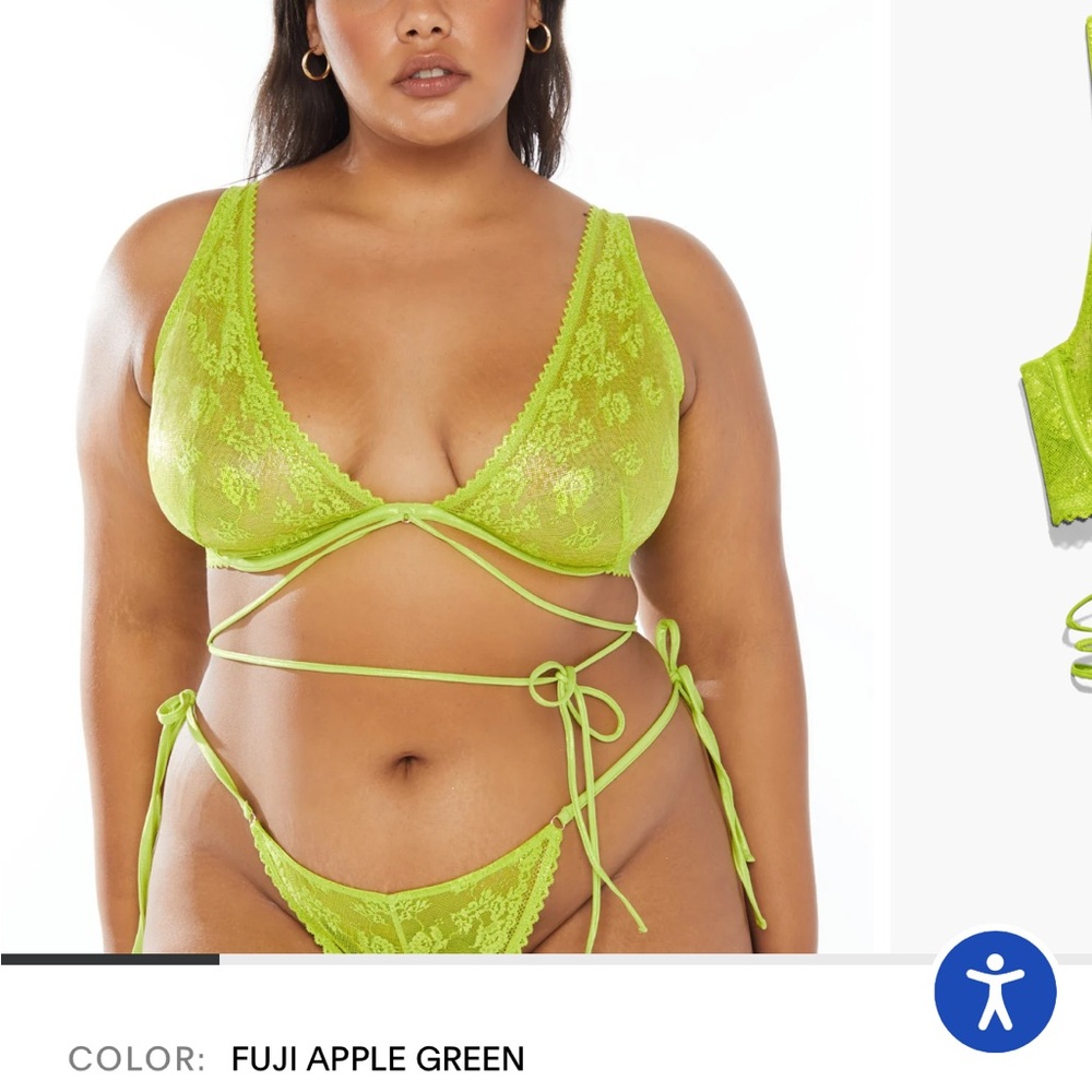 Savage X Fenty Green Lace tie bra
